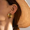 Kvinnors koppar-stål geometriska designerörhängen mässingspläterad liten söt vind stil lyxig geometriska modeörhängen för kvinnors fest