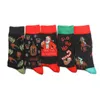 Meias masculinas 3Pairs/Mid-Calf Personality Design Christmas com personagens de desenhos animados modernos unissex longos meias de tubo.