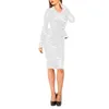Lässige Kleider Wetlook PVC Leder längerer Frau Slim Kleid elegante Büro Damen Outfits Sexy Revers Hals Rüschen Knopf Club