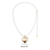 Kedjor yuyu pärlor halsband hjärtan hänge choker legering material lång axel rem smycken tygtillbehör perfekt för kvinnlig flicka