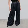 Pantaloni da donna Donne donne casual elastica in vita dritta gamba larga larga vestita di colore solido streetwear sovradimensionato