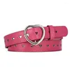 Belts Cute Short Size Heart Button Decoration Fashionable Full Hole Girl Belt With Peach Hollow Children's Matching Jeans