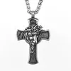 Anhänger Halsketten Edelstahl Christentum Cross Jesus Halskette Männer Gebet Amulett Schmuck schwarze Gunblattgeschenk