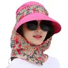 Bandanas femmes d'été extérieur conduisant anti-uv chapeau de soleil plage pliable