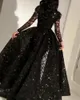 Grace Black A-Line evening dresses formal prom party gowns dresses for special occasions long sleeves evening gown E416021