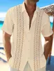 Erkekler Sıradan Gömlekler 2024 Erkek Kısa Kollu Gömlek Yaz Moda Hawaiian Plajı Konforlu Yumuşak Kumaş Flip Yaka Düğmesi 24416