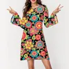 Robes décontractées Border Halloween Hippie Costume Robe Femme Imprimé Elastic 2024 Jupe d'automne européenne et américaine pour femmes