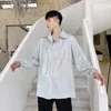 Herenjurken shirts y2k glans zilveren sprankelende podium uitshirt 2024 mannen camisas kemeja pria korea stijl hawaiian shirt kleding