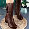 Cowboy di alto livello 600 per donne Stivali da donna inverno in pelle sintonizzati stivali da donna retrò stivale caviglia caviglia western peluche calde botas de mujer 240407 s 765 s