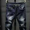 Jeans masculinos de alta qualidade roupas de luxo homens coreanos jeans casuais para calças sólidas para lápis Spring Autumn Stretch Navyning