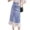 Skirts Ladies Fashion Sexy Splicing Irregular Woman Women Clothes Girls Medium-long Jean Skirt Casual Female Denim 9808 2