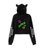 Piper Rockelle Merch Crop Top Hoodie Hip Hop Streetwear Kawaii Cat Ear Harajuku bijgesneden sweatshirt pullover tops Ropa Mujer5295987