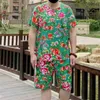 T-shirts de survêtement masculin Set Shorts de style ethnique chinois Tenue imprimée florale avec un col court à manches courtes à manches courtes larges pour l'été