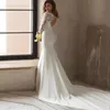 Vestidos de noiva de sereia de designer fino e flare com mangas compridas e elegantes elegantes cetim de cetim boho vestidos de noiva TRÃO TRIM
