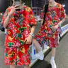 Men's Tracksuits Northeastern Floral Print T-shirt Shorts Set Chinese Ethnic Style Outfit For Summer