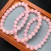 Bracelets Bracelets Natural Rose Quartz Bracelet Fashion Crystal Jewelry Reiki Guérison cadeau pour les femmes 1pcs