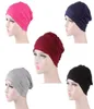Czapki czapki czapki kobiety w Indie Indie muzułmańskie marszone chemo damskie czapka szalik głowa głowa elastyczna elastyczna czapka solidna kolor16401598