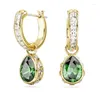 Backs Earrings Gorgeous Green Crystal Cubic Zirconia Large Drop Shape Diamond Bridal Wedding Party Accessories Classic Women's Jewelry