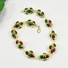 Pendant Necklaces GG 18'' Green Red Mix Color Agate Gold Edge Plated Olivary Shape Necklace Handmade Women Simple Party Jewelry Gifts