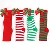 Sexy Socks Womens Knee High Red Green Cute Bow Stripe Christmas Stockings Winter Warm Sexy Solid Color Stockings 240416