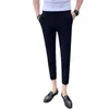 Men's Suits 2024 Korean Version Pants For Boys With Small Feet Cropped Non Ironing Slim Fitting White Suit