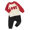 Clothing Sets Baby Boy Girl Valentines Day Born Letter Embroidery Long Sleeve Sweatshirt Elastic Pants 3Pcs Set Clothes