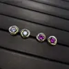 Najwyższej klasy Carter Oryginalne projektantki dla kobiet kolorowe fioletowe główne diamentowe kolczyki 925 srebrne srebro z oryginalnym logo marki
