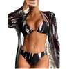 2024 bikini set da tre pezzi a maglie a maniche lunghe resort costume da bagno a molla calda