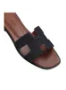 디자이너 럭셔리 뉴 여성 신발 상징적 인 H 자형 어퍼 데님 평면 바닥 슬리퍼 여름 샌들 여성 샌들