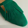 Sıradan Ayakkabı Kadın Doğal Süet Deri T-Strap Flats Loafers Boş Zaman Yumuşak Konforlu Yüksek Kaliteli Kadın Espadriller Saçak