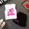 Trajes de diseñador para mujeres Barbie La película Summer Girls traje niños Fashion Girl Vest Shorts 2 PPCS Juego de ropa casual para niños Barbie Love Cartoon