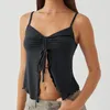 Camisoles Tanks Sexy Trim Backless Vest Strap Tabbron de la sangle Été Sortir des tops Ruffle Ruffle Femme Clothes Girls Beachwear 2024