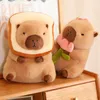 Capybara Simulation de jouets en peluche capibara cosplay Unicorn Dinosaur robe boba pain fruit aliments décor oiseaux bulles animaux en peluche 240411