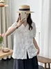 Women's Blouses Lace Embroider White Mori Girl Style V Neck Cotton Sweet Boho Shirts Clothing 2024 Korean Women