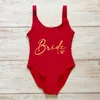 Swimwear féminin S-3XL MAINTURE DU MAISON Équipe Bridebride Femelle One Piece Bikini 2024 Femme de bain Bachelorette Party Monokini Beachwear