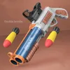 Gun oyuncakları çocuk oyuncakları iki atış gevşek voleybol silah erkekler harç şok edici ses efektleri çift atış takibi silah havası yumuşak silah tabanca 240416