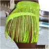 التنانير Itfab Summer Beach Bikini Mini Skirt Glitter Glitter Long Tassel Crystal Diamonds قابل للتعديل Y 230112 تسليم DROND DHJKV