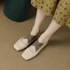 أحذية غير رسمية Taoffen Fashion Ballet Flats حقيقية جلدية تنقل مسطحة مربع إصبع القدم النسائي مريحة للمكاتب الفرقة المرنة