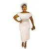 Ethnic Clothing Elegant African Dresses For Women Party Luxury Africa Dress Off Shoulder Sleeves Midi Bodyton Wedding Evening Guest