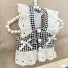 Lace Fashion Pet Pastoral Style Black Plaid Puppy Cleren Harness Dog Cat Universal Harness Tractionable Retro Princess Dress 240416