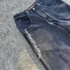 Jeans masculin JNCO chaîne broderie y2k vintage masculine lavé pantalon de jean de jambe large lavée Hip hop pantalon baggy streetwear