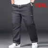 Plus Size 12XL Pants Men Casual Trousers Elastic Waist Straight Male Fashion Grey Black Big 10XL 240415