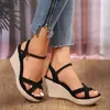 Sandals maat 32-43 Comfortabele dikke platform Wedges Summer 2024 Women's Fashion High Heel Shoes voor Office Beach Work Footwear