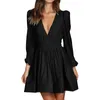 Robes décontractées en V femme V Midskirt jupe plipe péplum pour plages professeurs de vêtements d'été