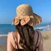 Cappelli larghi a bordo Mesh Sun Hat Fashion protezione UV Protezione solare Fisherman Bowknot Sun Shade Women Girls