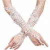 Crystal Women's Wedding Gloves Fingerl Elbow Bridal Gloves Floral Ivory LG Gloves Wedding Accory for Bride L2FY#