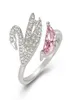 Chic Swan Design Pink Crystal Zircon Diamonds Gemmestones SINGS OUVERTS POUR FEMMES BIELLES DE MODE BIELLES BIELLES DE MODE BIJOUX8825486