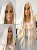 Perucas sintéticas aimeya platinum loira renda frontal para mulheres longas ondas naturais fibra de fibra resistente ao calor de glueless Kend224193884