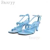 Kleding schoenen zomer vierkant open teen vreemde hiel sandalen cross tie knoop buckle strap party runway dames vrije tijd