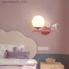 Lampen Shades Girls Room Dekoration Wandlampe für Kinder Mädchen Jungen Kinder Nachttisch Wandlampe Süße rosa kreative Cartoon Augenschutz Wandlampe Q240416